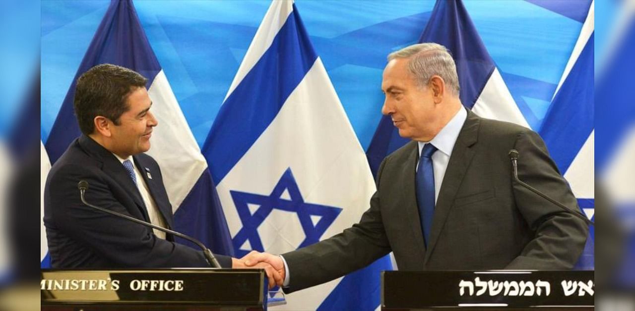 Honduran President Juan Orlando Hernandez and Israeli Prime Minister Benjamin Netanyahu. Credit: Twiiter/@JuanOrlandoH