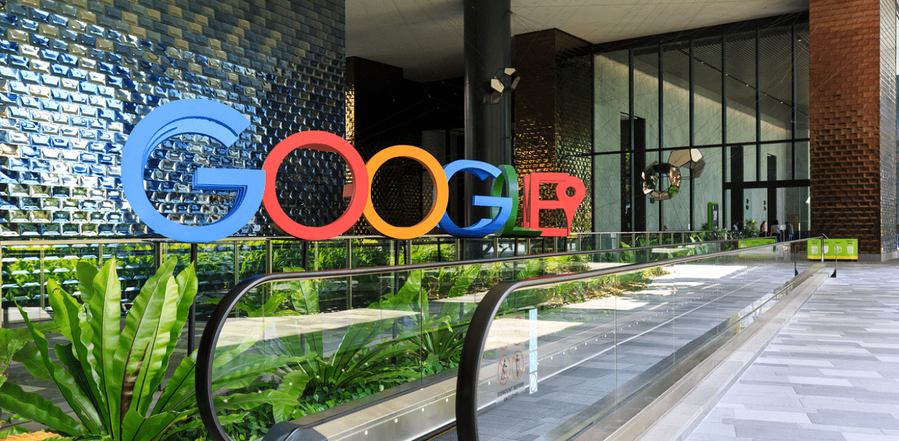A photograph of the Google logo in the lobby of Google's new campus and office in Singapore. Credits: iStock Photo