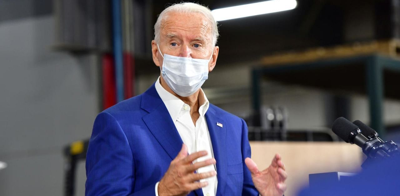 Democratic US presidential nominee and former Vice President Joe Biden speaks during a campaign speech. Credit: Reuters