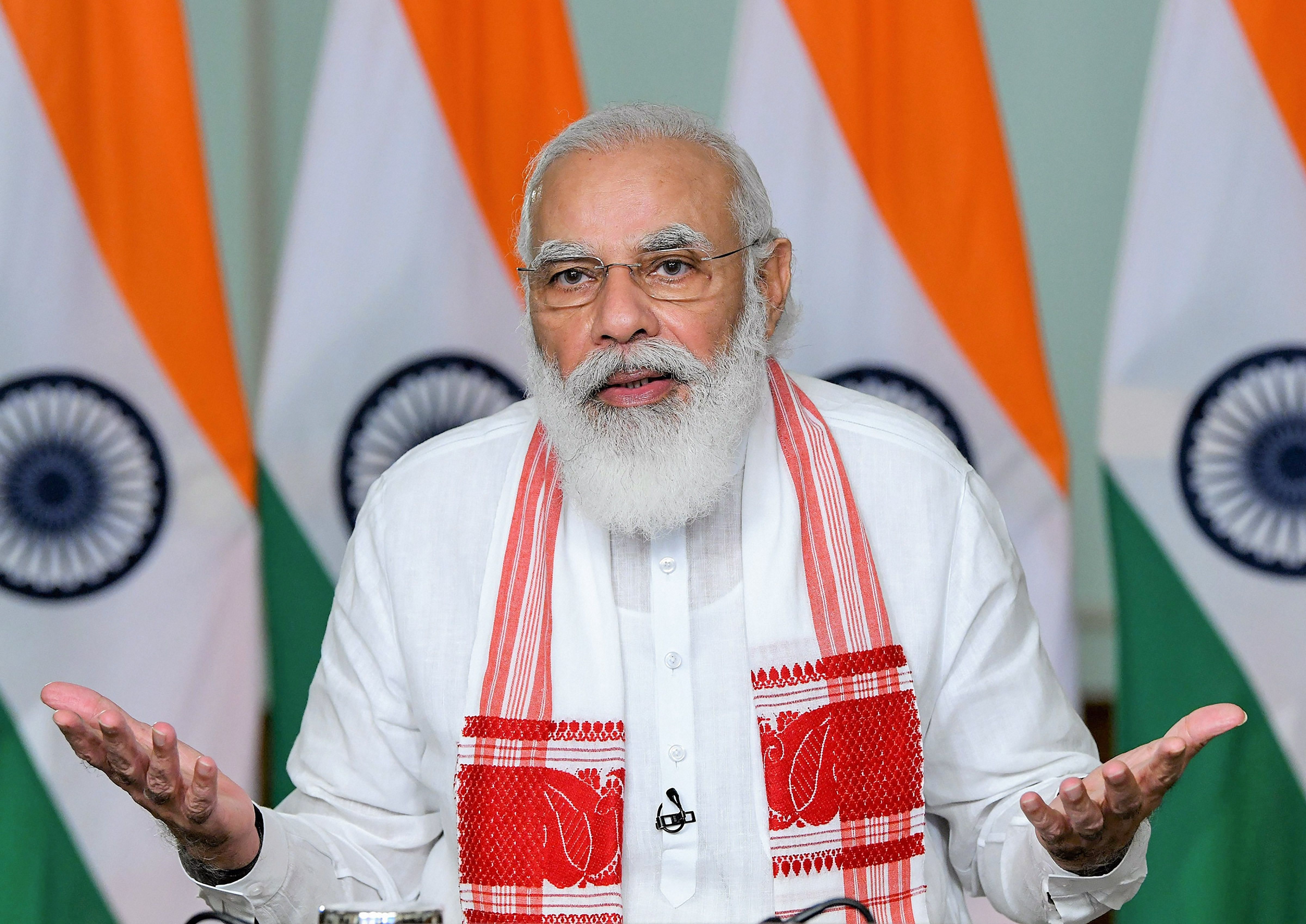 Prime Minister Narendra Modi addresses the convocation of IIT, Guwahati through video conferencing. Credits: PTI Photo