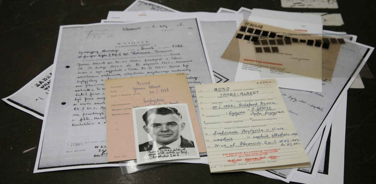 The documents of a suspected British agent called James Bond are pictured at Institute of National Remembrance (IPN) in Warsaw, Poland. Credit: Reuters Photo 