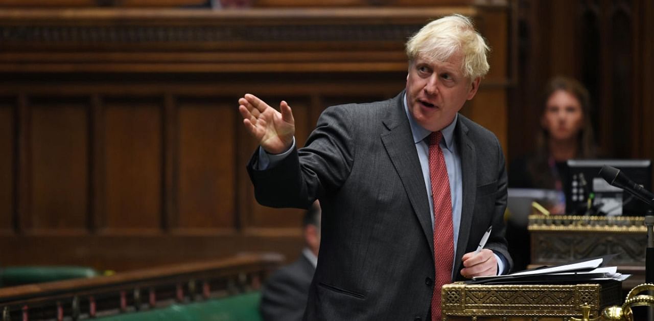 Britain's Prime Minister Boris Johnson makes a statement on the coronavirus disease in the House of Commons, in London, Britain. Credit: Reuters