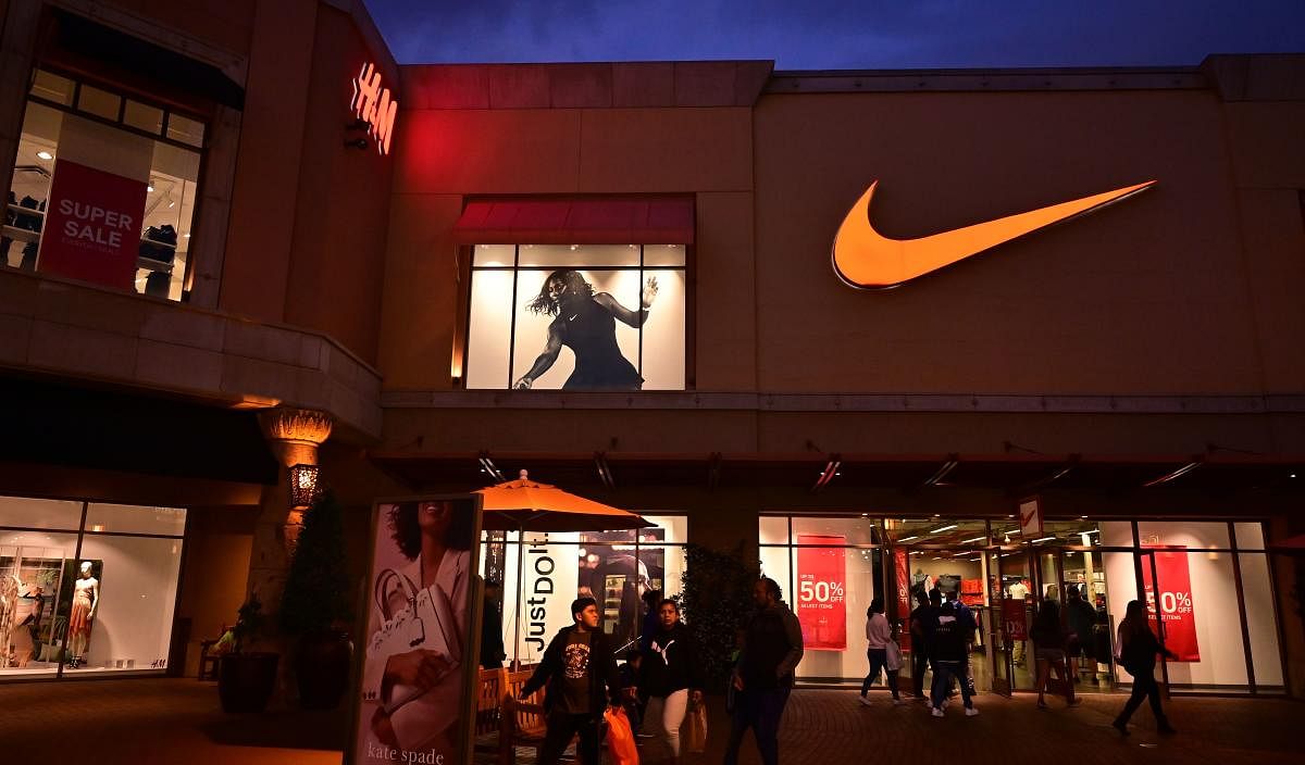 Nike shares rocketed higher September 22, 2020, after the company reported blowout quarterly earnings on strong digital sales and its CEO cheered the return of pro sports. Credit: AFP