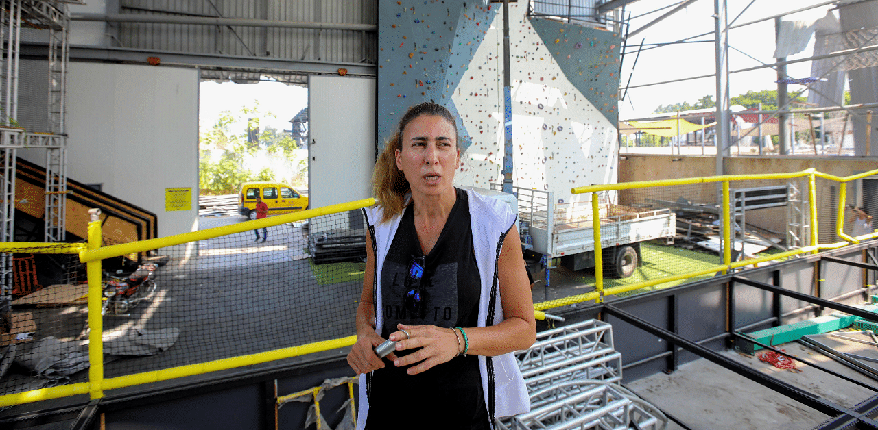 Diala Sammakieh, a co-owner of the Flyp centre, stands inside the damaged center in the Lebanese capital beirut on September 17, 2020. Credit: AFP Photo
