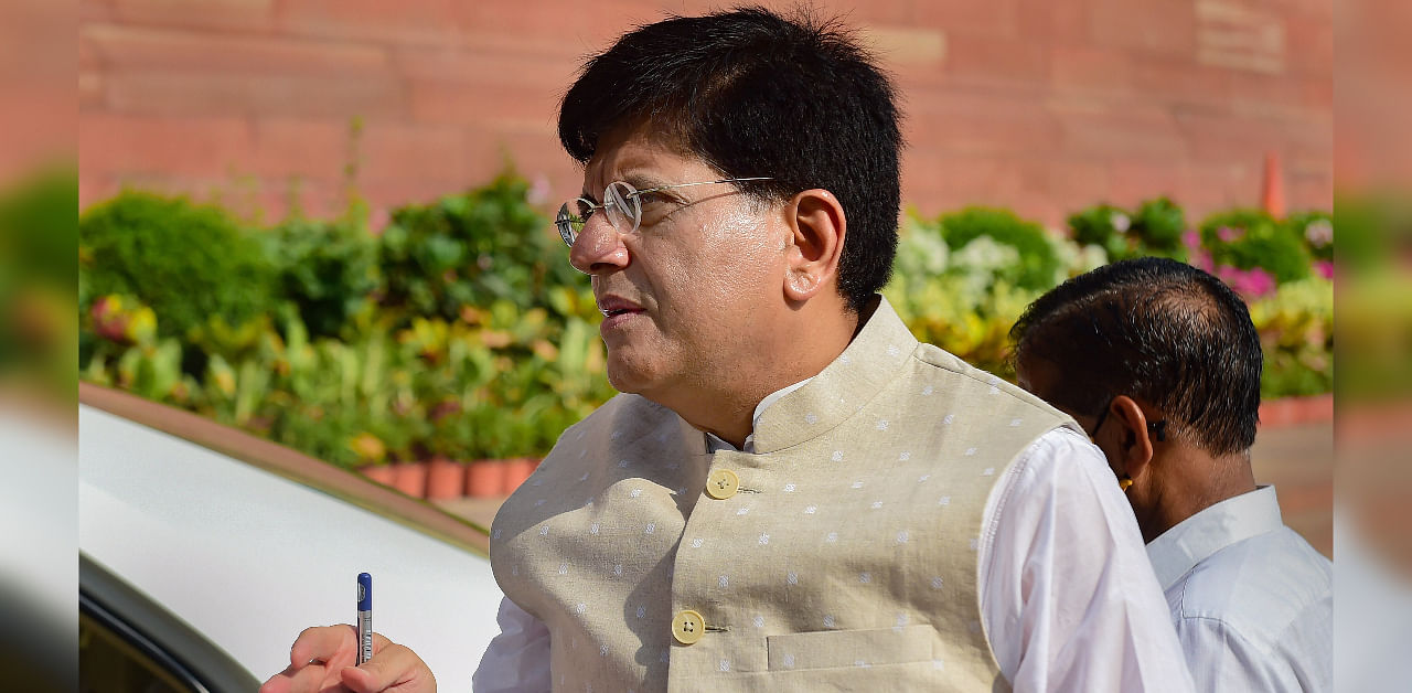 Union Minister for Railways Piyush Goyal arrives at Parliament House to attend the ongoing Monsoon Session, in New Delhi, Wednesday, Sept. 23, 2020. Credit: PTI Photo
