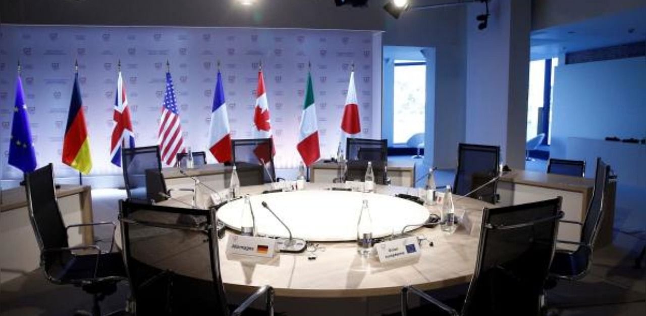 General view taken before a G7 working session. Credit: AFP Photo