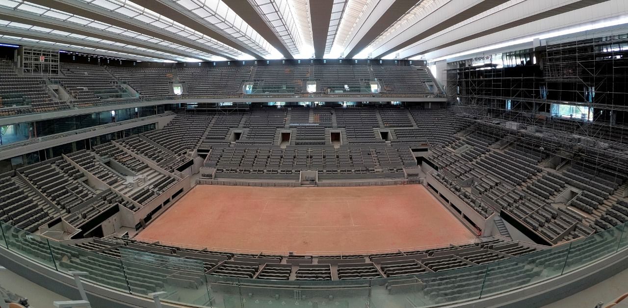 General view of the renovated Philippe-Chatrier central tennis court with its new retractable roof composed of 11 wings at Roland-Garros. Credit: Reuters Photo