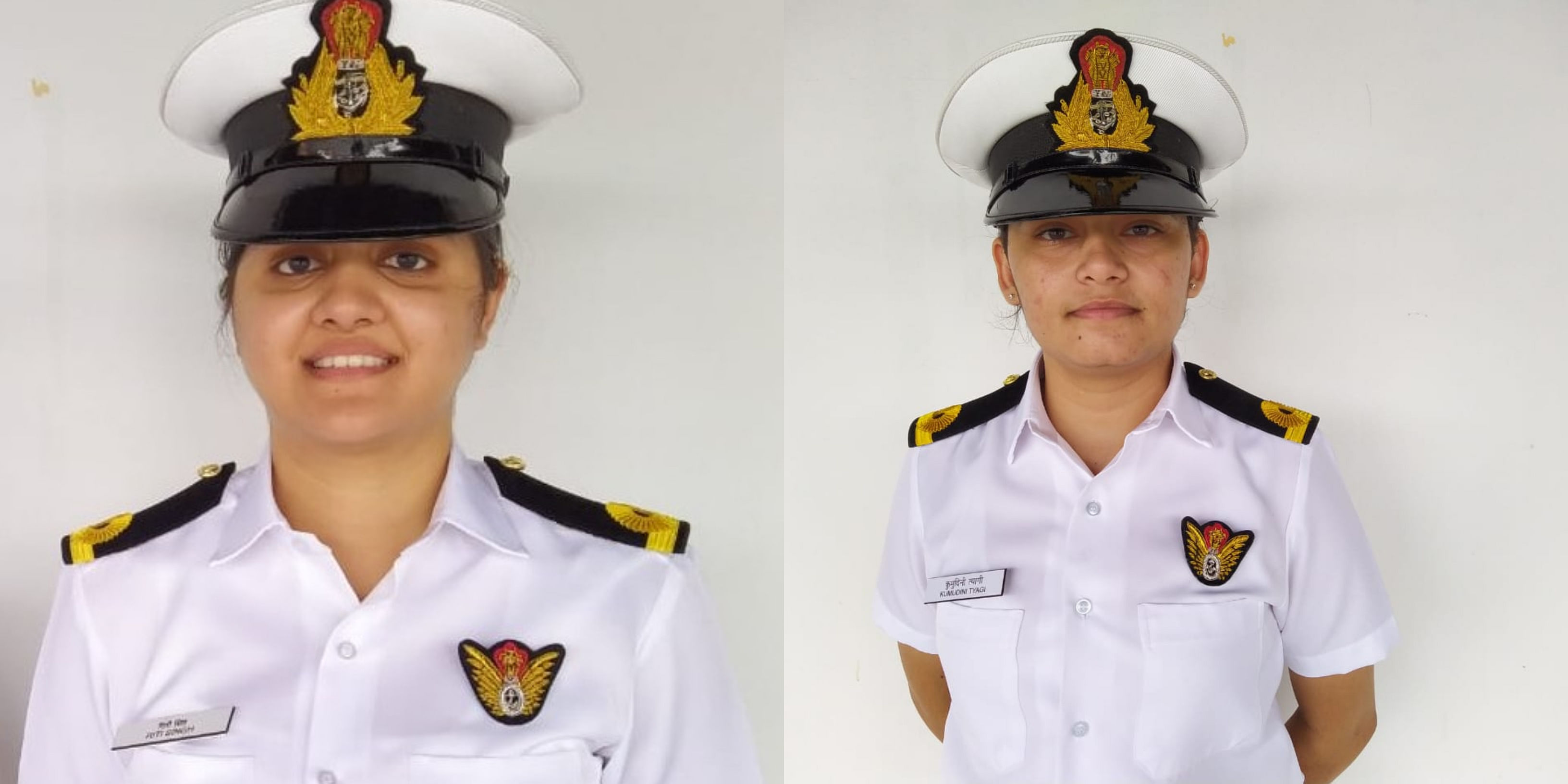 Sub Lieutanant Riti Singh (Left) and Sub Lieutanant Kumudini Tyagi. Credit: Indian Navy