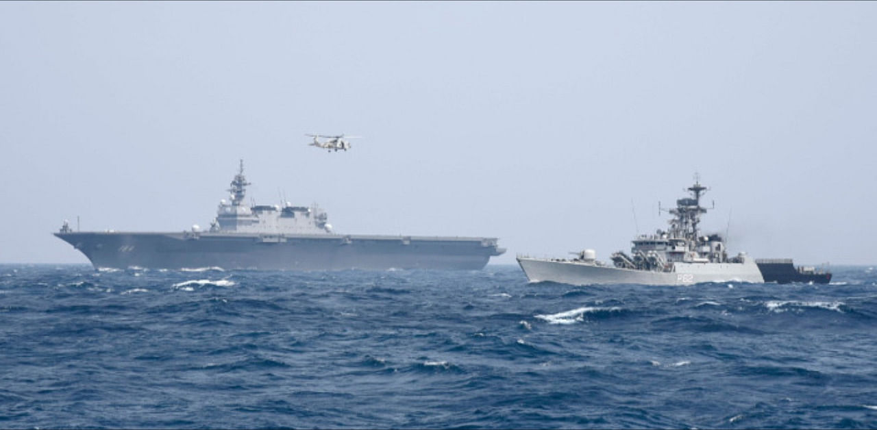 Indian Navy and Japan Maritime Self Defense Force off India's west coast. Credit: Indian Navy