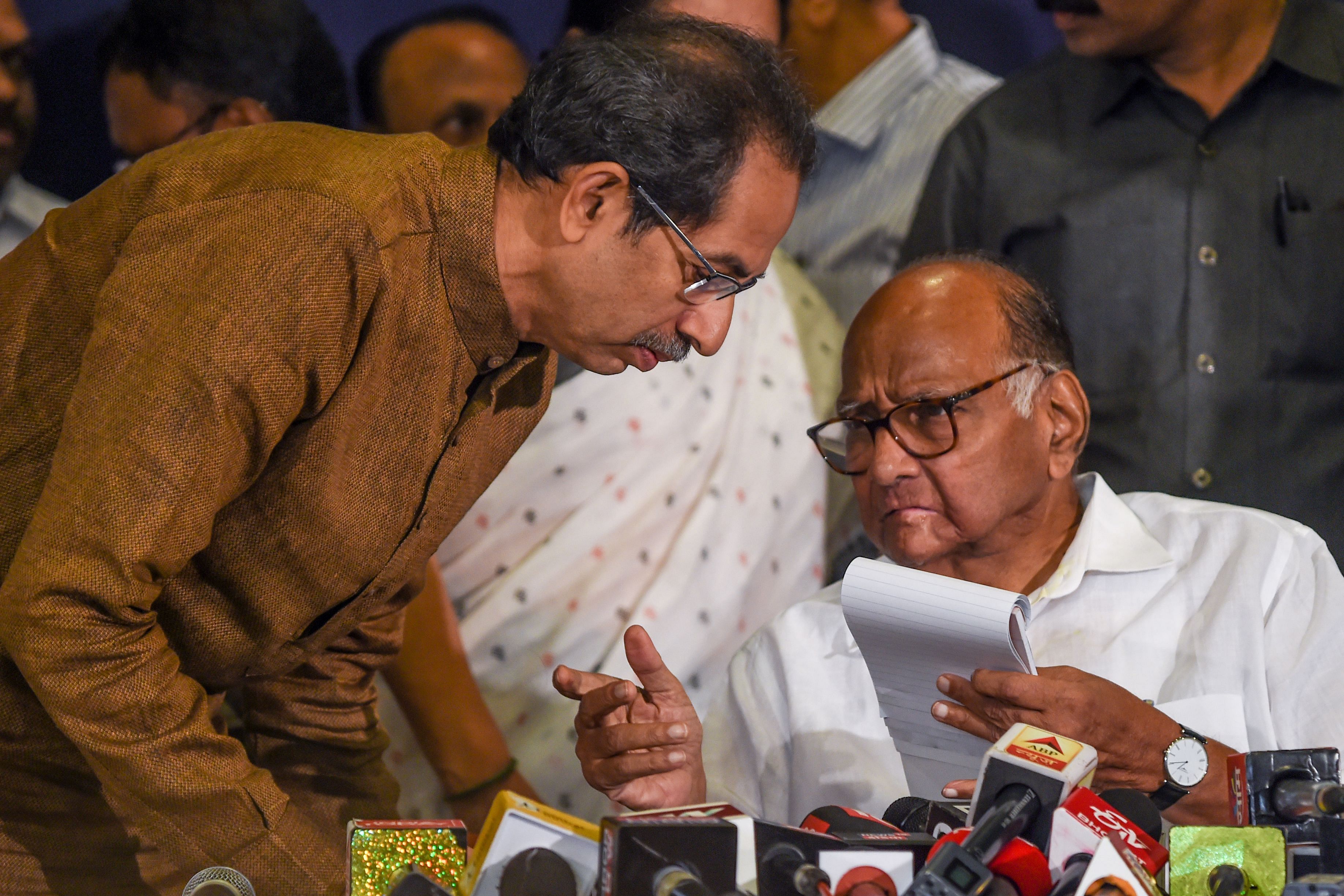NCP president Sharad Pawar and Maharashtra Chief Minister Uddhav Thackeray. Credit: AFP File Photo