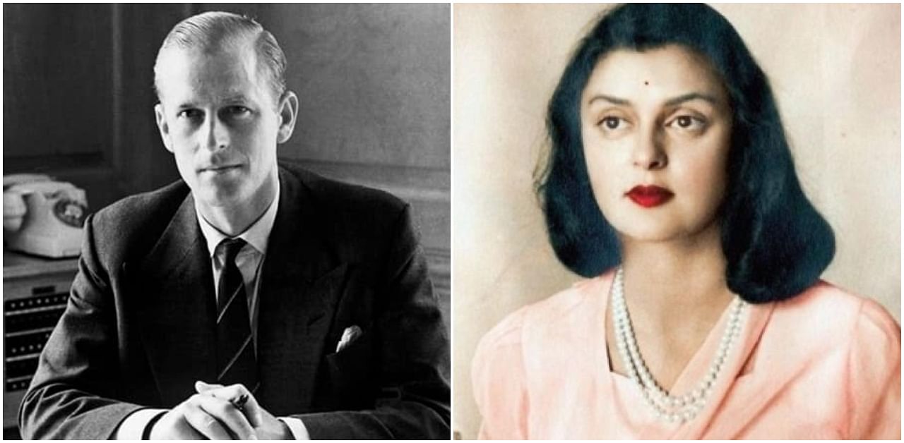 Britain's Prince Philip and rormer Rajmata of Jaipur Gayatri Devi. Credit: Facebook (TheBritishMonarchy and ohmyrajasthanofficial)
