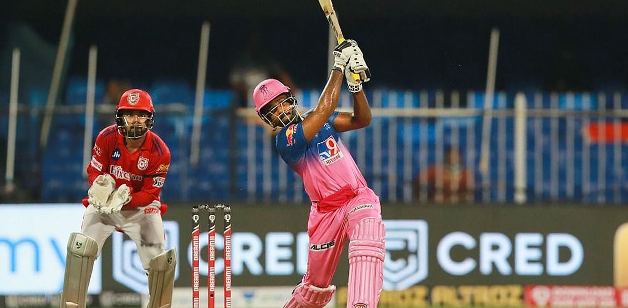 Rajasthan Royals cricketer Sanju Samson plays a shot. Credit: PTI Photo