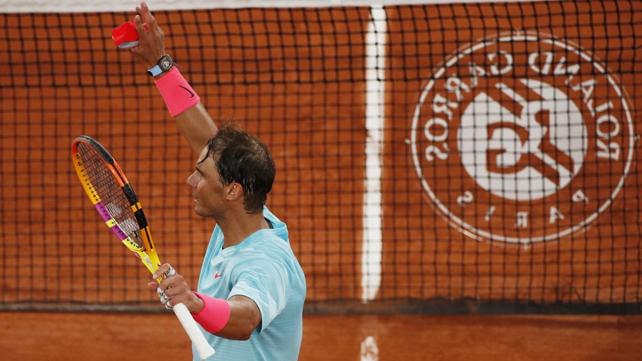 Spain's Rafael Nadal celebrates winning his first round match against Belarus' Egor Gerasimov. Credit: Reuters.