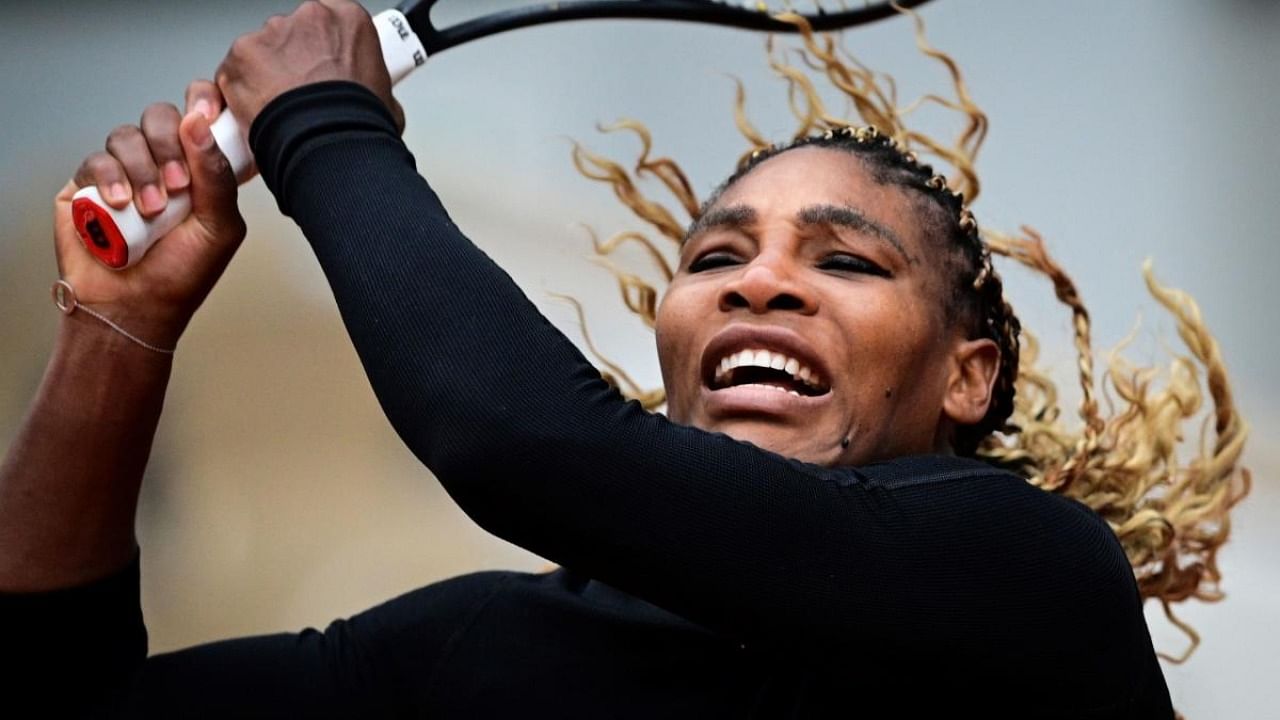 Serena Williams of the US reacts as she plays against Kristie Ahn of the US during their women's singles first round tennis match at the Philippe Chatrier court on Day 2 of The Roland Garros 2020 French Open tennis tournament in Paris. Credit: AFP.