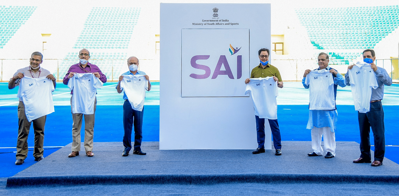 The new logo highlights 'SAI' in bold letters with depiction of an athlete's flight to success in the background. Credit: Twitter/KirenRijiju