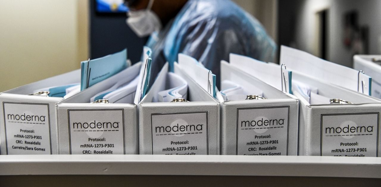 Biotechnology company Moderna protocol files for Covid-19 vaccinations. Credit: AFP Photo