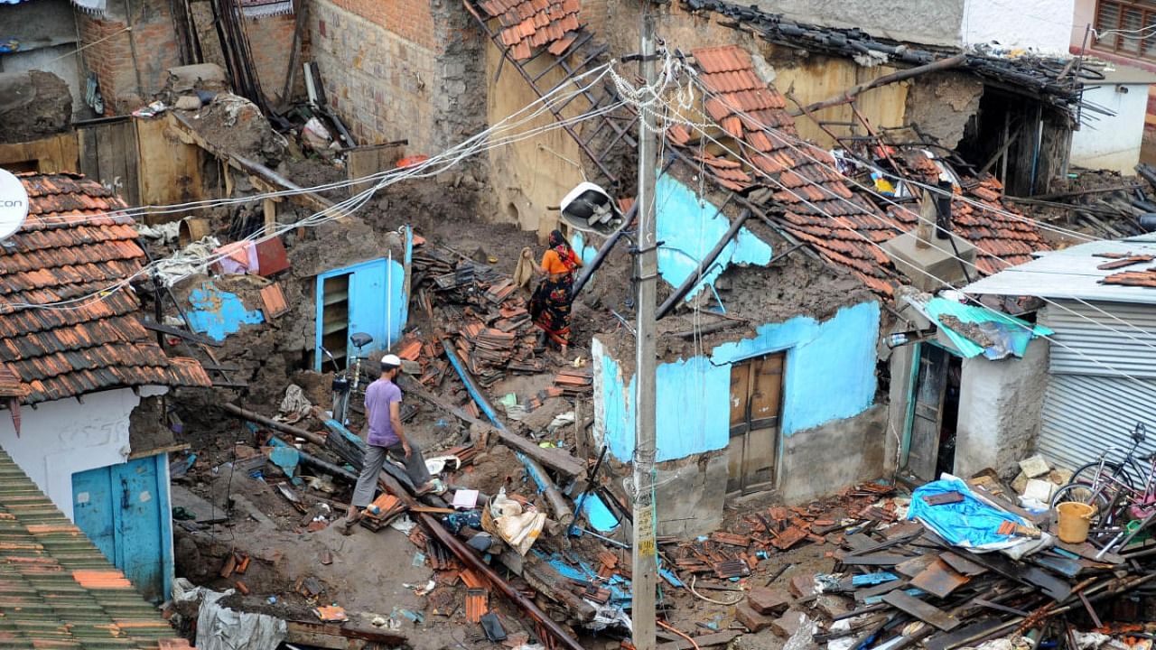 A damaged house in Gokak town.  DH file photo/Pushkar V