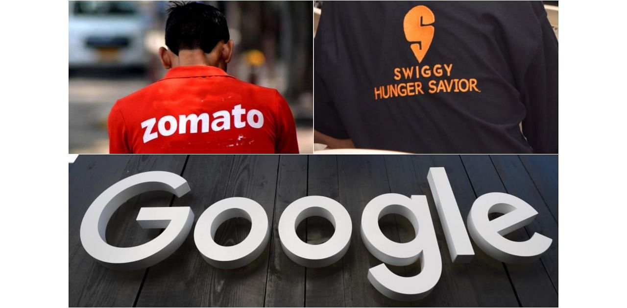 Food delivery apps Zomato and Swiggy have received notices from Google for their in-app gamification features that allegedly violate the tech giant's Play Store guidelines. Credit: DH/AFP Photo