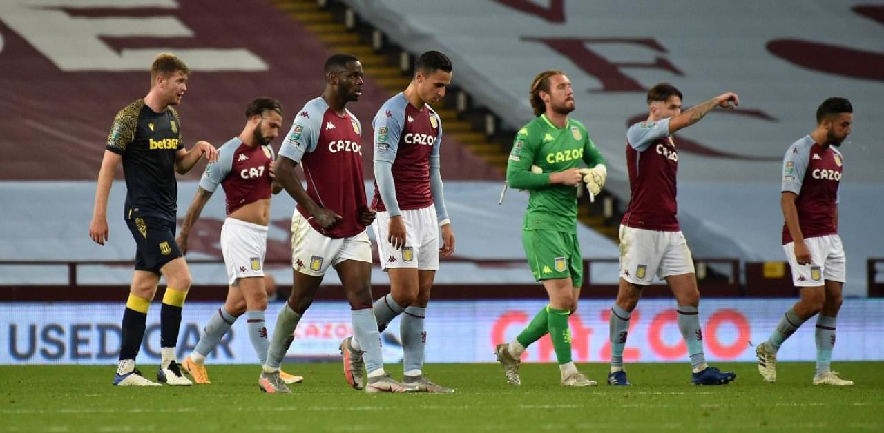 Aston Villa after defeat during the Europe League Cup. Credit: AFP Photo