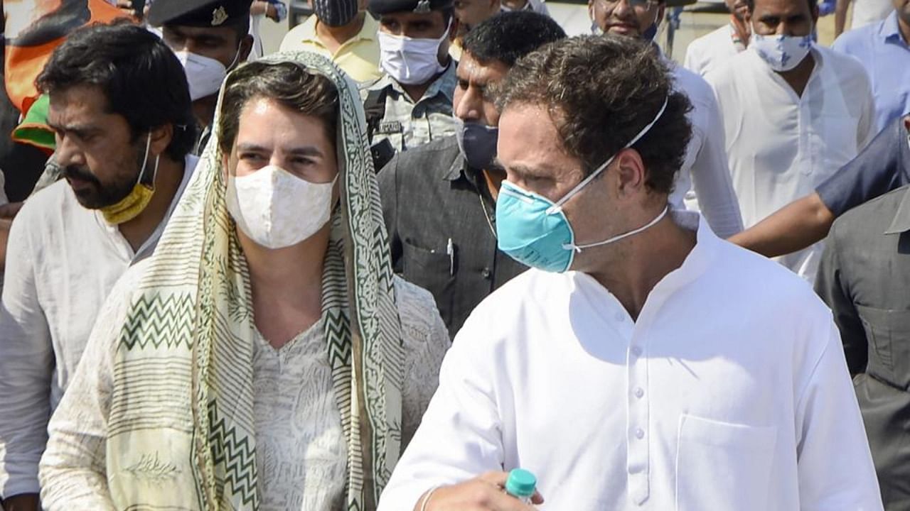 Congress leader Rahul Gandhi (right) and AICC General Secretary Priyanka Gandhi Vadra. Credit: PTI.