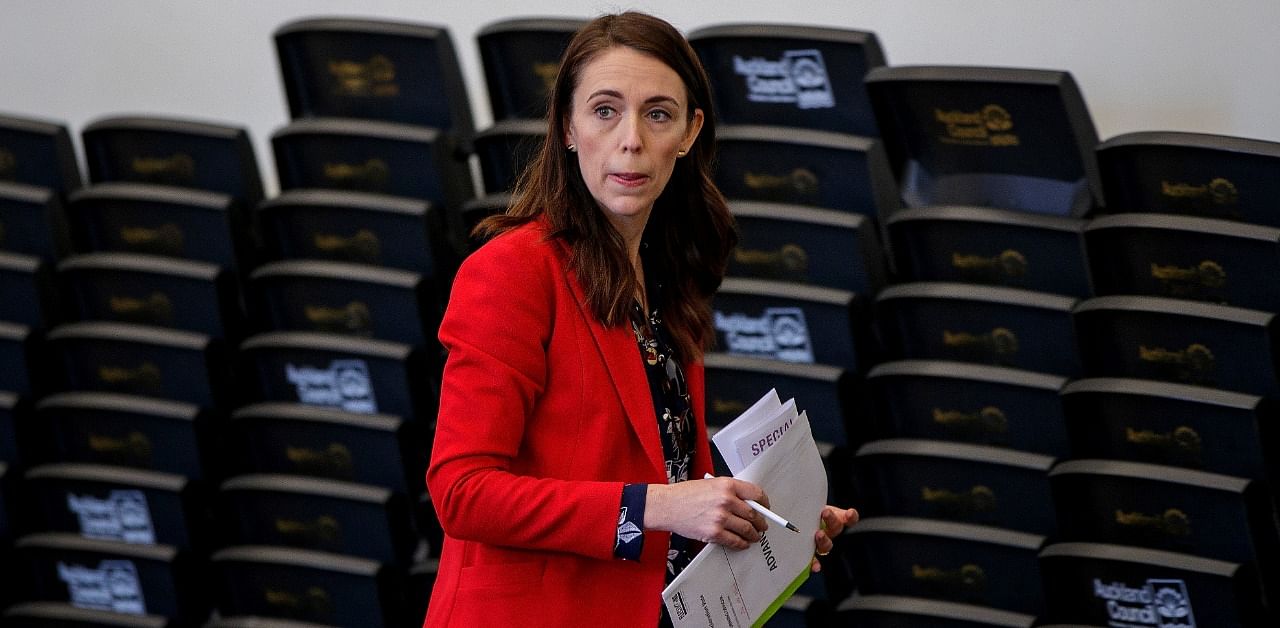 New Zealand Prime Minister Jacinda Ardern casts her vote on the first day of advance voting during the New Zealand general election in Auckland. Credit: Reuters Photo