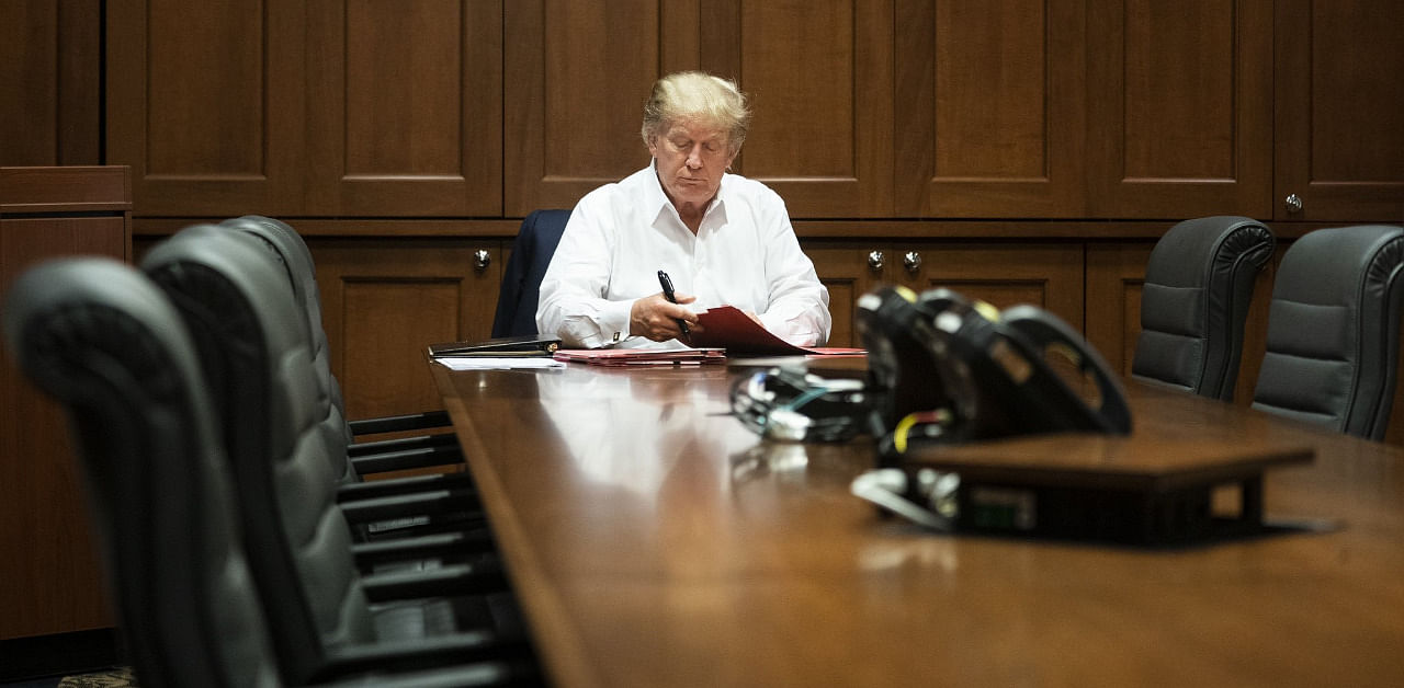 President Trump working at Walter Reed Medical Center. Credit: White House/Joyce N. Boghosian