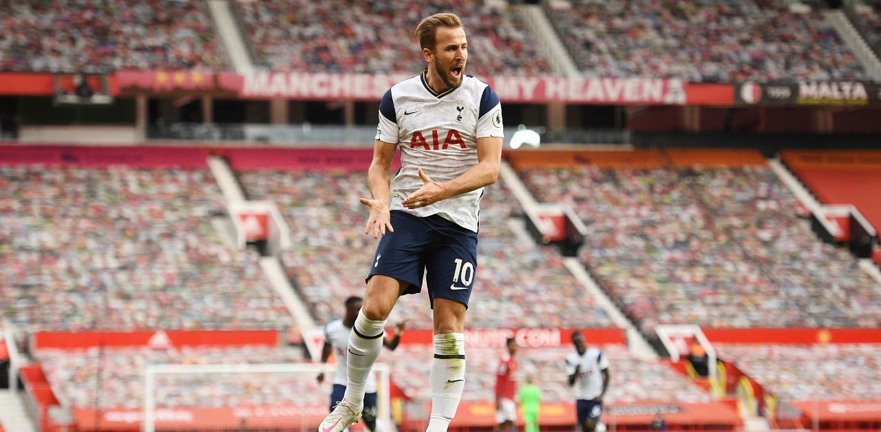 Tottenham Hotspur's Harry Kane celebrates scoring their third goal. Credit: Reuters Photo