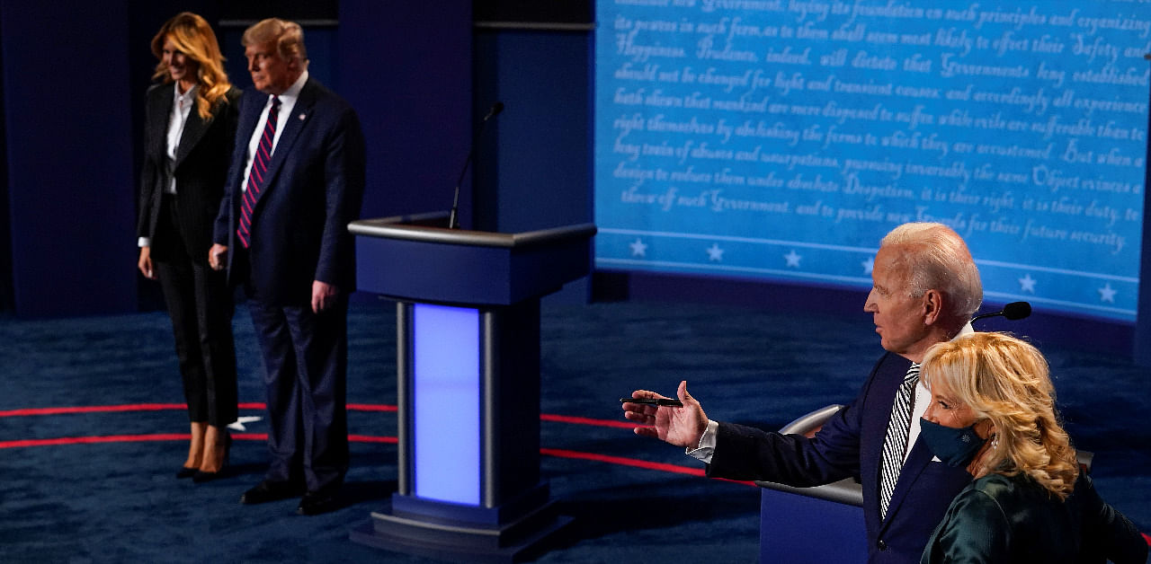 US President Donald Trump and Joe Biden at the first debate. Credit: Reuters Photo