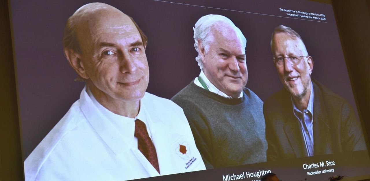 2020 Nobel laureates in Physiology or Medicine. Credit: AP Photo