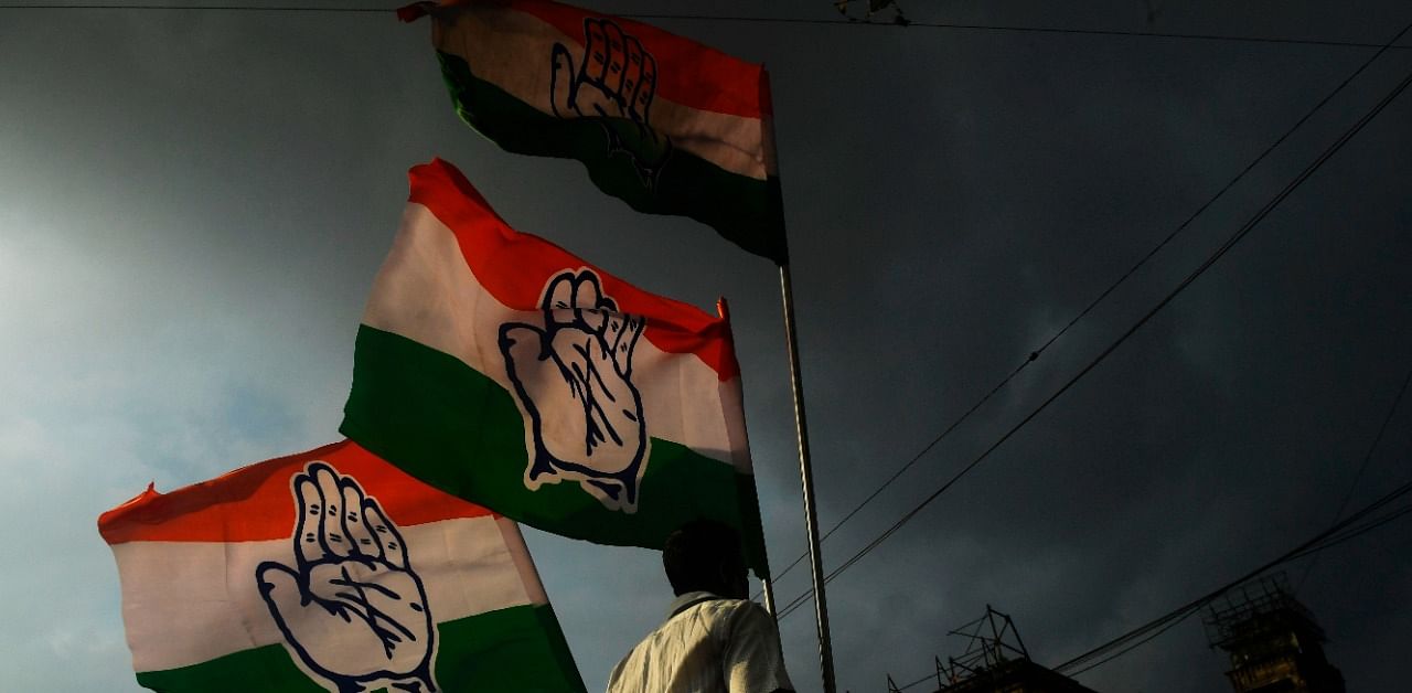 Congress party with party flags. Credit: AFP Photo