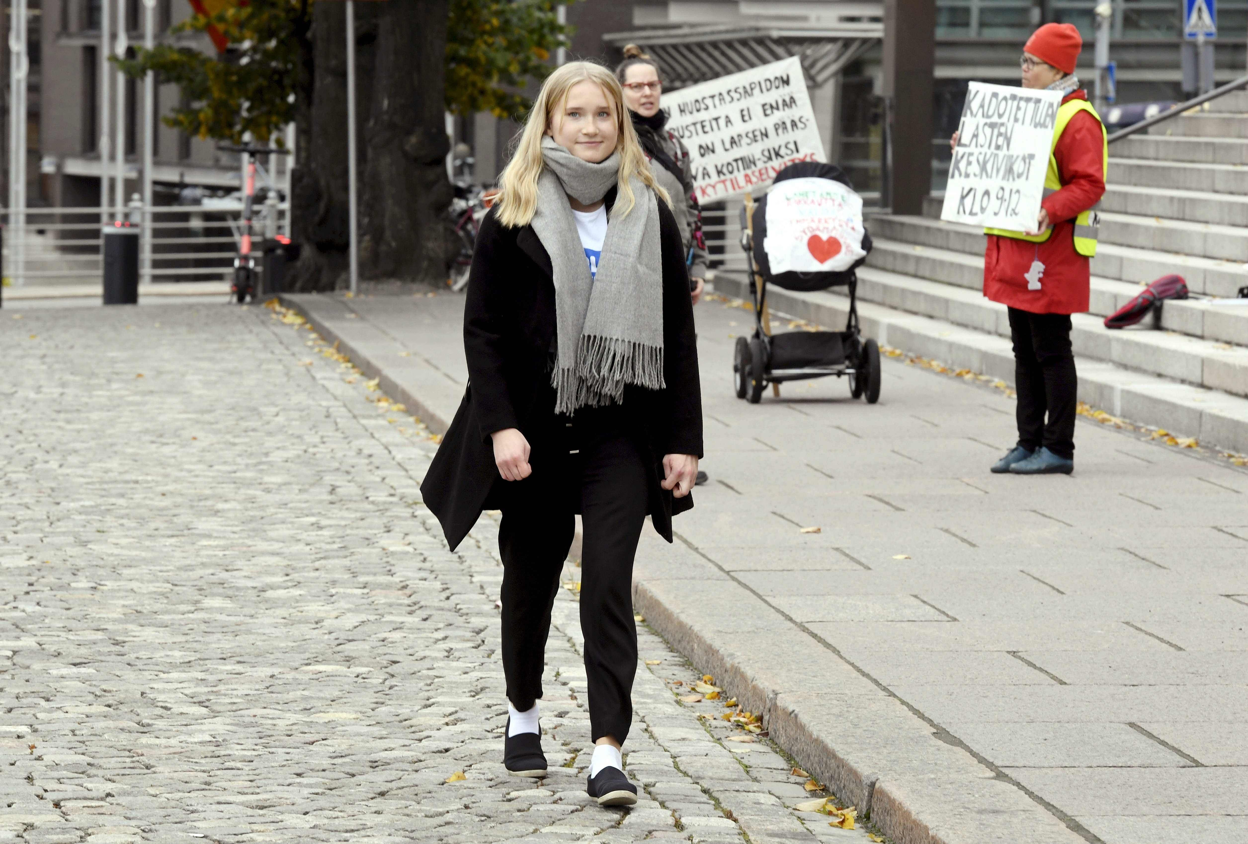 16-year-old Aava Murto took over the job of Finnish Prime Minister Sanna Marin for one day in Helsinki, Finland, on October 7, 2020 for the "Girls Takeover" campaign. Credit: AFP Photo