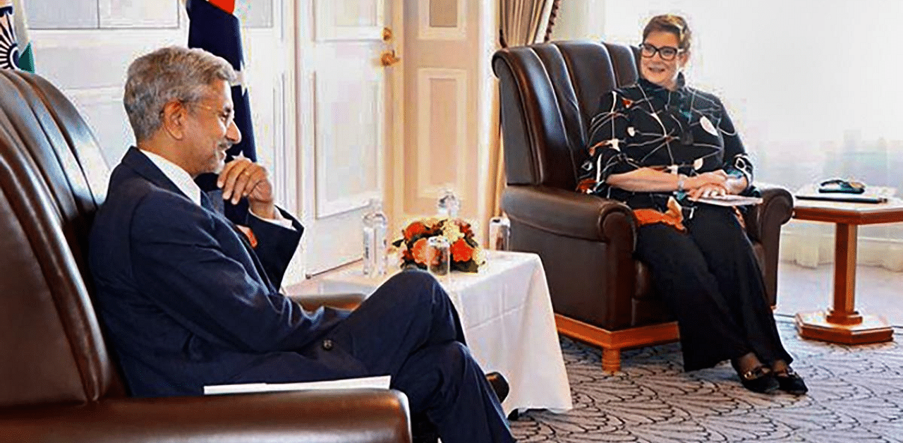 External Affairs Minister S Jaishankar during a meeting with his Australian counterpart Marise Payne, on the sidelines of the Quad foreign ministerial meet, in Tokyo. Credit: PTI Photo