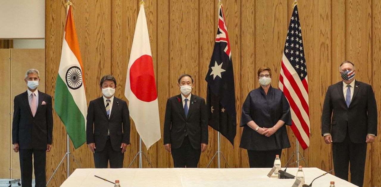 Foreign Ministers of India, Japan, US, Australia. Credit: PTI Photo