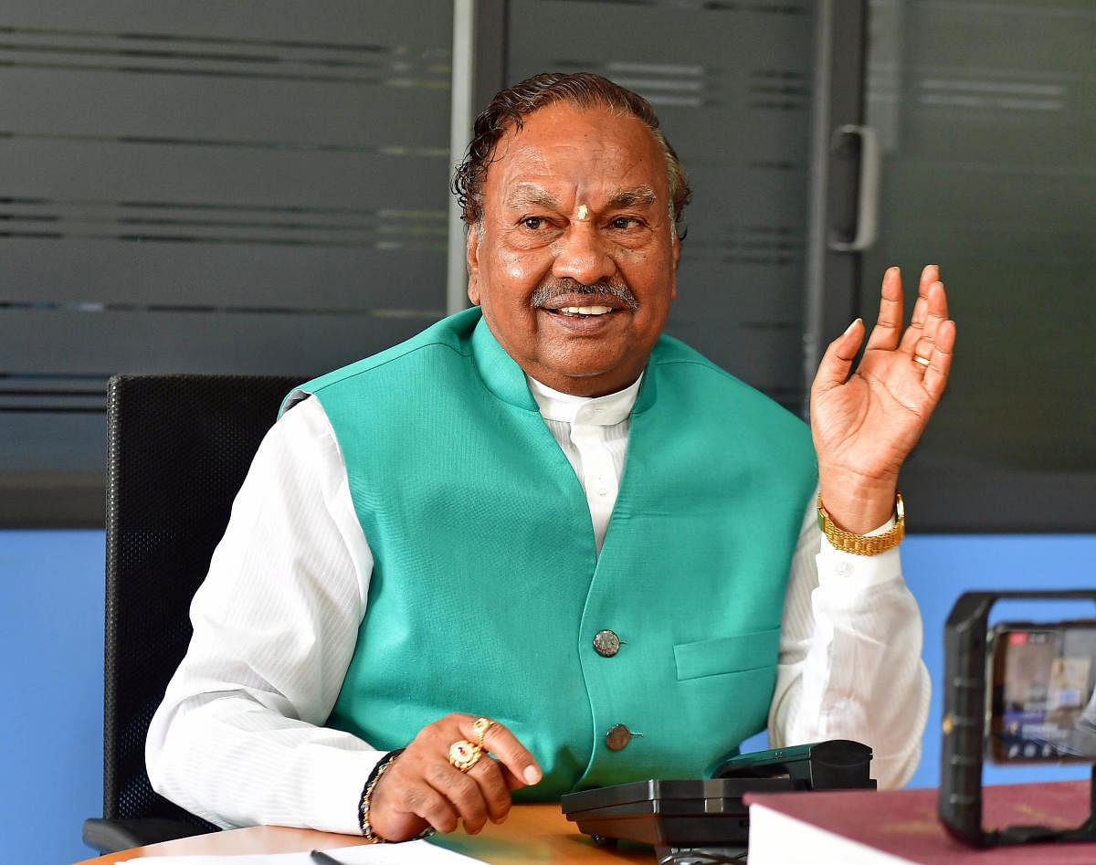 Rural Development and Panchayat Raj Minister K S Eshwarappa. Credit: DH