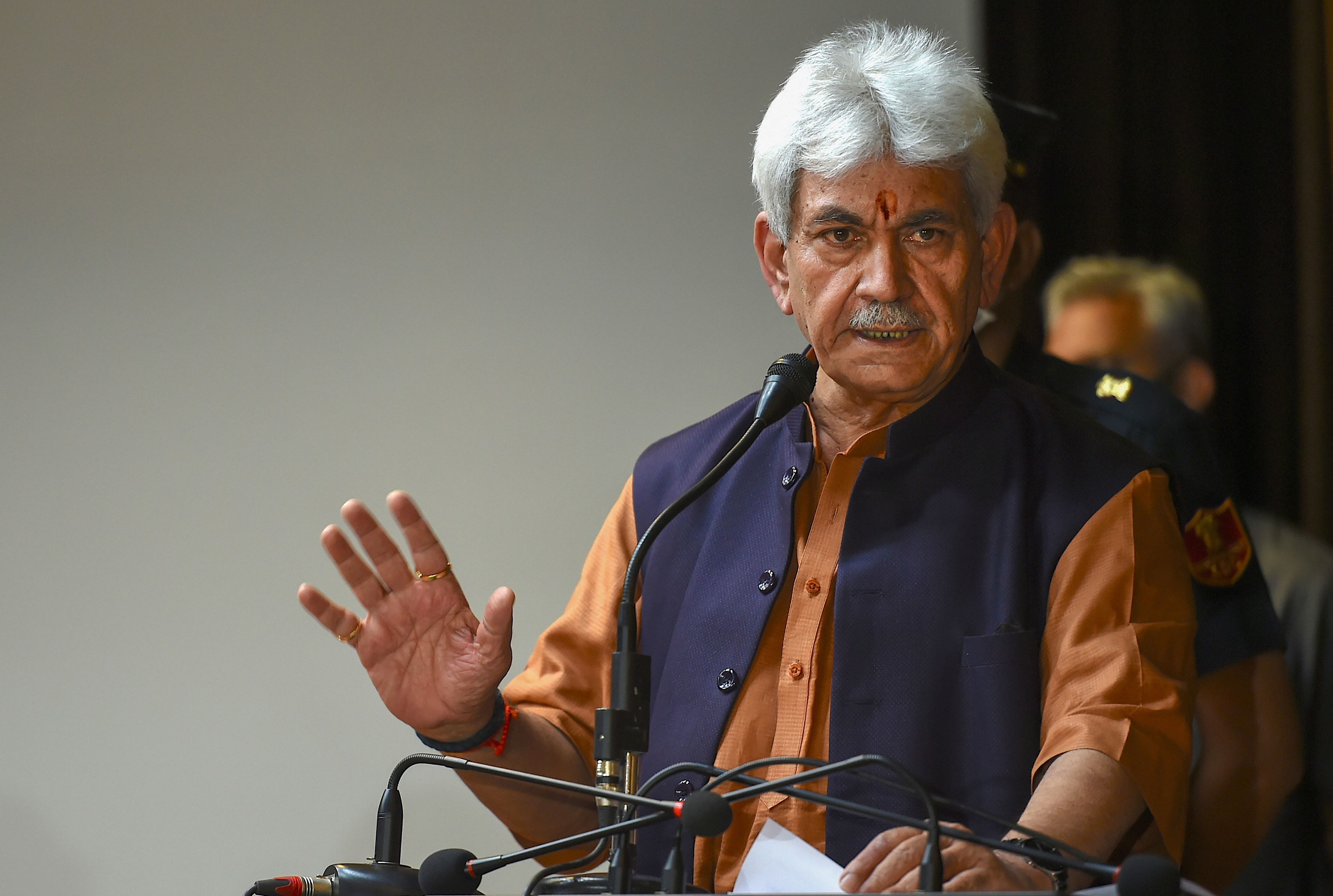 Jammu and Kashmir Lt Governor Manoj Sinha. Credits: PTI Photo