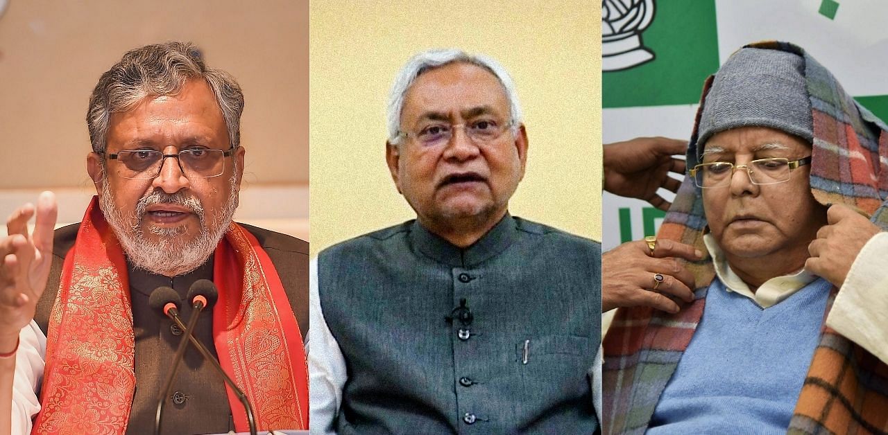 Nitish Kumar, Lalu Yadav, Sushil Kumar Modi. Credit: Agencies