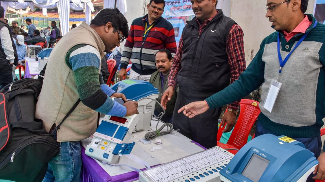 Authorities will deploy 2,034 electronic voting machines with voter-verified paper audit trail (VVPAT) systems for the bypolls. Credit: PTI/file photo.
