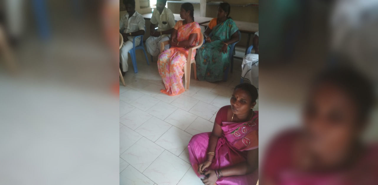 S Rajeswari president of the Vanniyar-dominated Therkuthittai village has alleged that she was made to sit on the floor during meetings. Credit: Special Arrangement