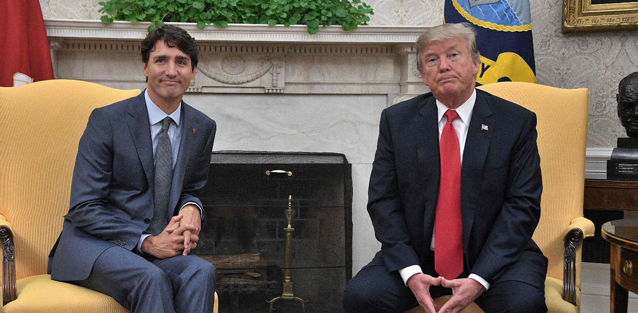 Canadian PM Justin Trudeau and US President Donald Trump. Credit: AFP File Photo