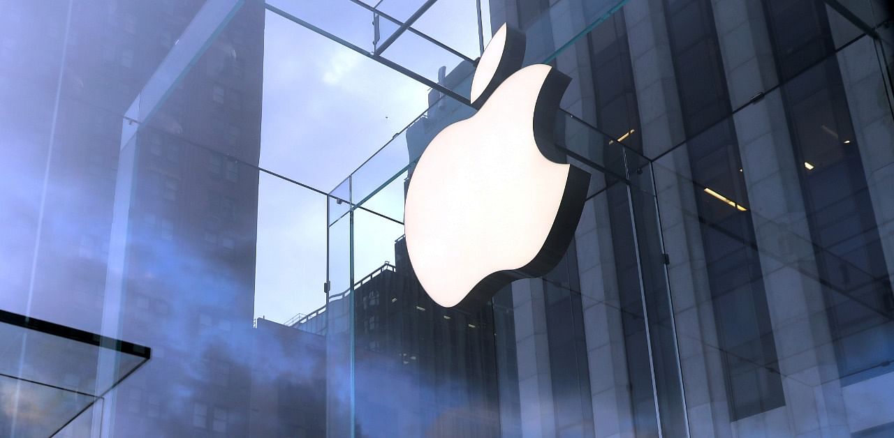 The Apple Inc. logo is seen hanging at the entrance to the Apple store. Credit: Reuters Photo