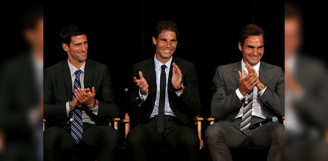 Novak Djokovic of Serbia; Rafael Nadal of Spain and Roger Federer of Switzerland. Credit: Getty Images