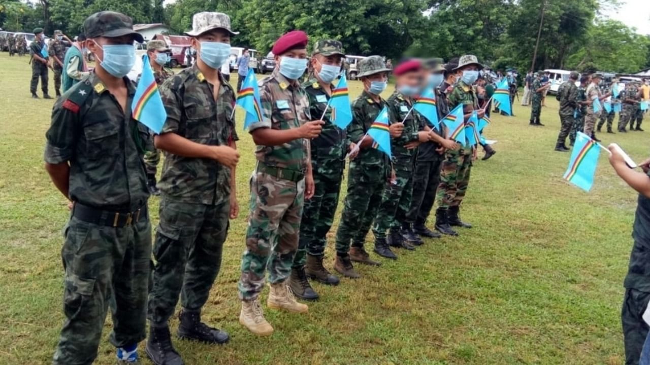 NSCN IM members at its "headquarters" at Hebron near Dimapur in Nagaland. Credit: File photo/NSCN-IM.