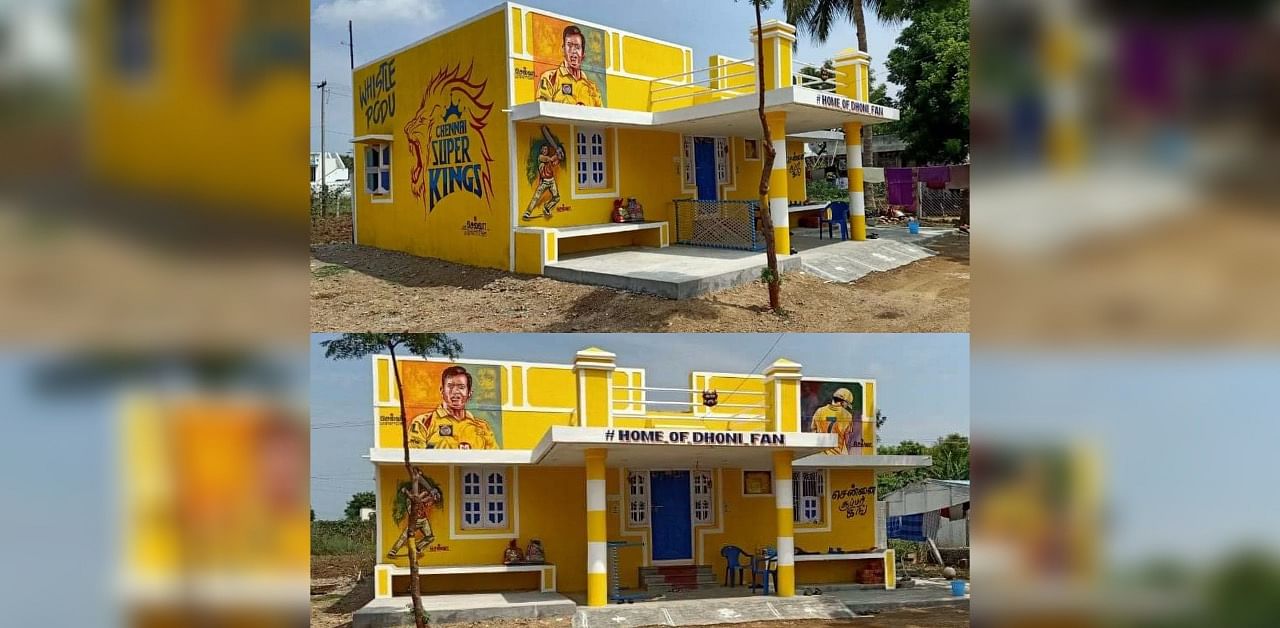 Gopikrishnan’s house in Arangur in Cuddalore district is now the cynosure of all eyes as people flock in huge numbers to take a look at the “yellove” house. Credit: Special arrangement