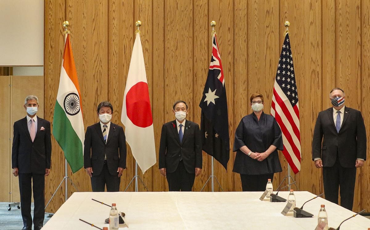 External Affairs Minister S.Jaishankar meets Yoshihide Suga, Prime Minister of Japan along with other Quad Foreign Ministers, in Tokyo, Tuesday, Oct. 6, 2020. PTI Photo