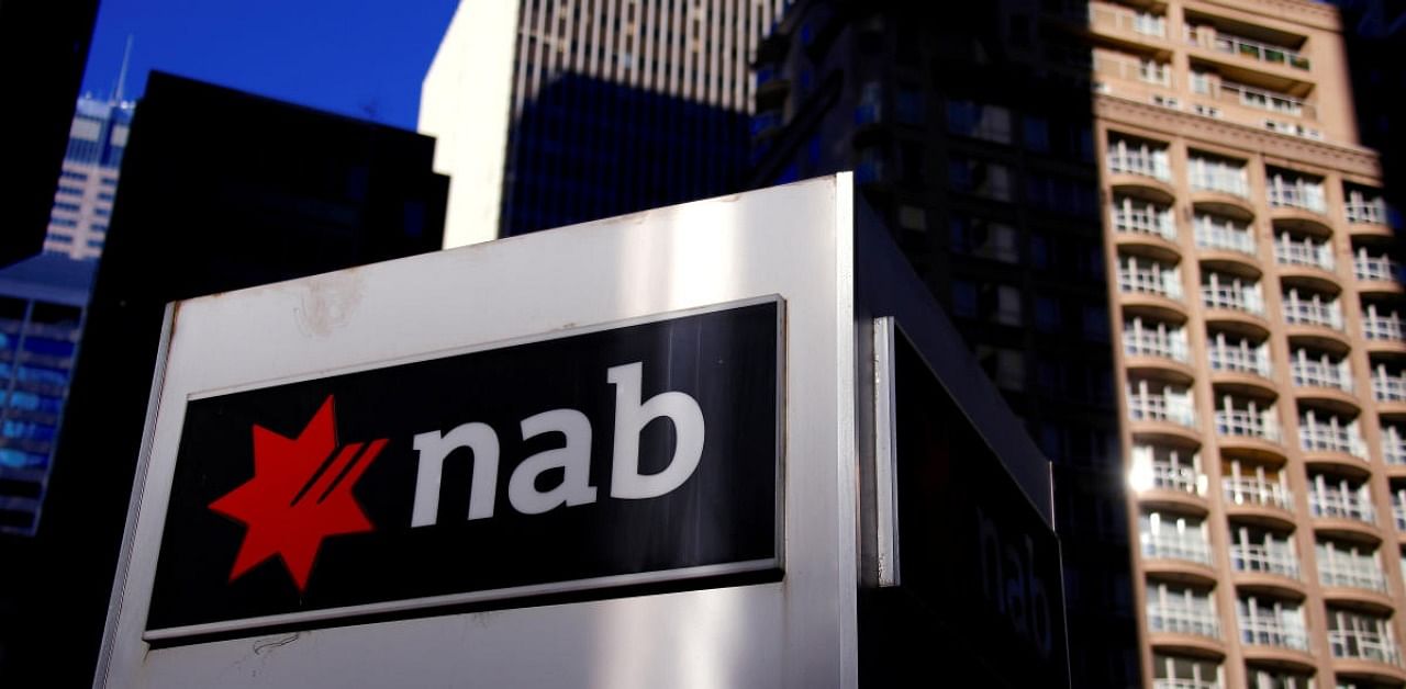 The logo of the National Australia Bank is displayed outside their headquarters building in central Sydney, Australia. Credit: Reuters