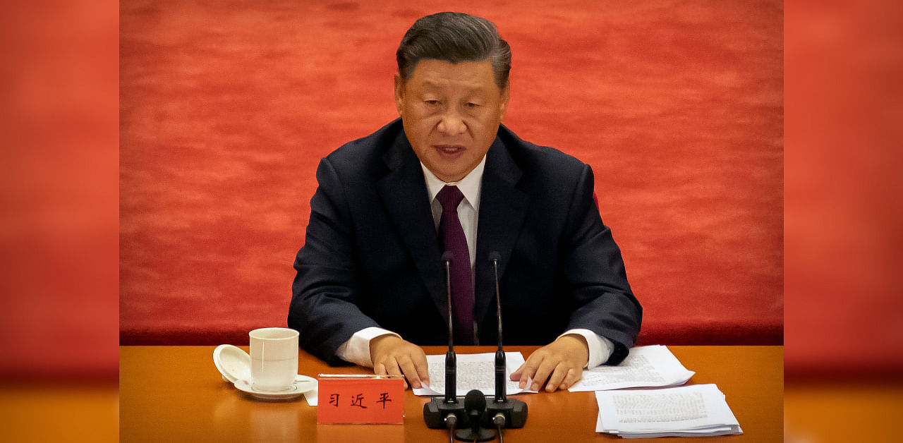  Chinese President Xi Jinping speaks during an event to honor some of those involved in China's fight against COVID-19 at the Great Hall of the People in Beijing. Credit: AP File Photo