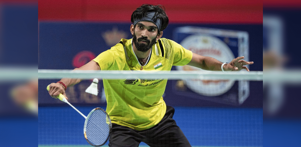India's Kidambi Srikanth in action against Taiwan's Chou Tien Chen during their men's singles match at the Danisa Denmark Open Badminton in Odense, Denmark, Friday Oct. 16, 2020. Credit: AP Photo