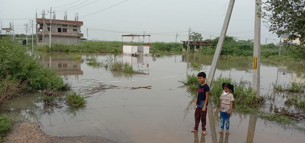 The river is likely to flood several layouts in the city by evening. Credit: Special arrangement