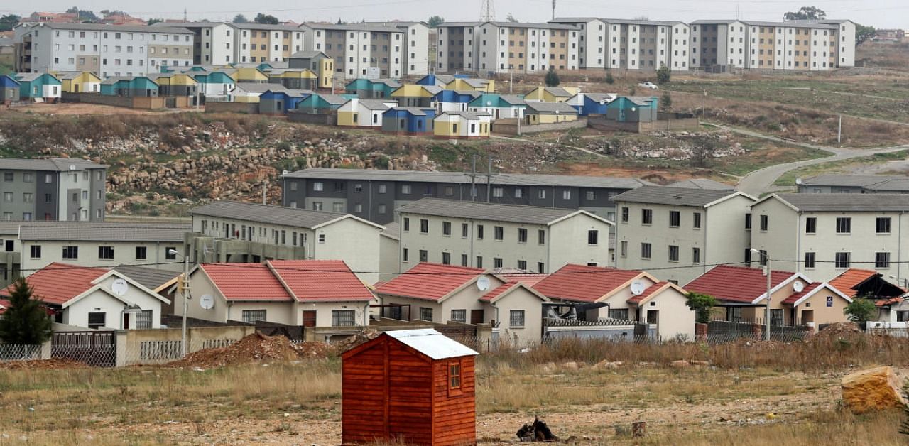 Some of the unoccupied housing units are seen as coronavirus disease lockdown regulations ease in Fleurhof, near Johannesburg, South Africa. Credit: Reuters.