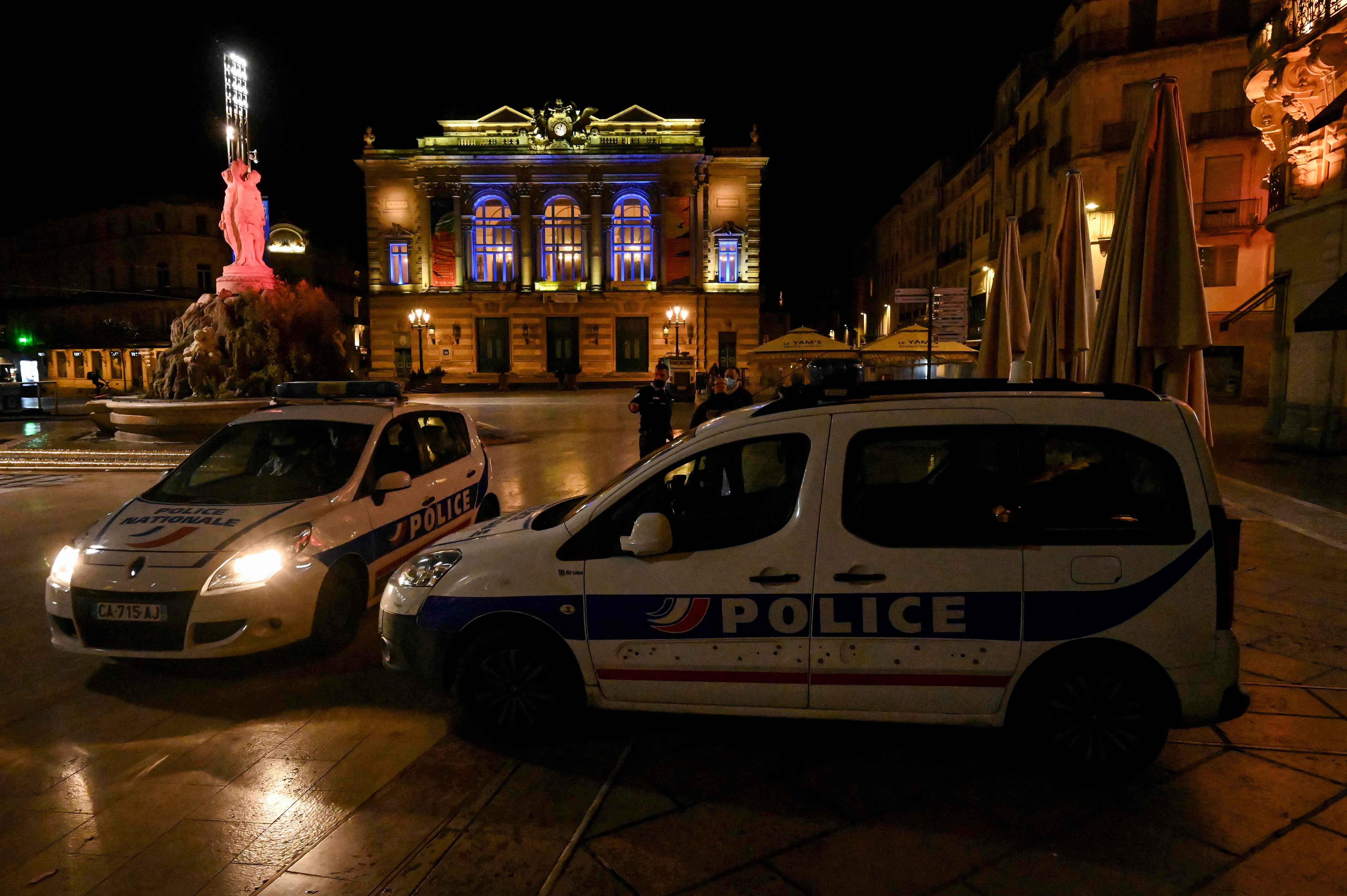 French Police officers stand next to their cars in Montpellier. Credits: AFP Photo